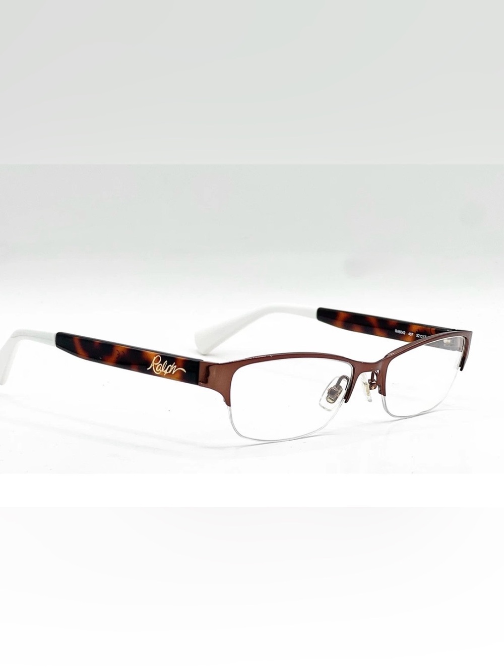 Ralph Lauren RA6042 Semi-Rimless Rectangular Eyeglasses in Tortoise and White